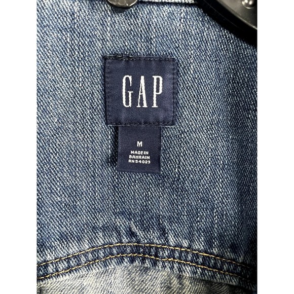 GAP Denim Jacket Womens Medium Blue Jean Trucker Cotton Coat Medium Wash Ladies - Picture 3 of 8